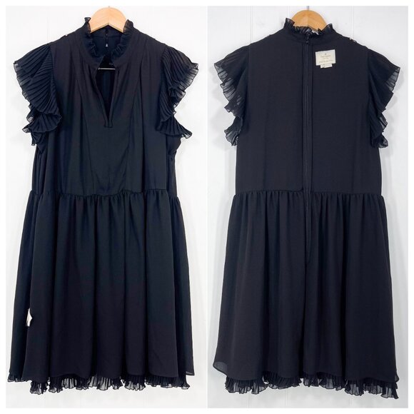 Kate Spade Bakery Dot Devore Dress Layered Ruffles Soft Romantic Size 12 Black - Picture 10 of 16